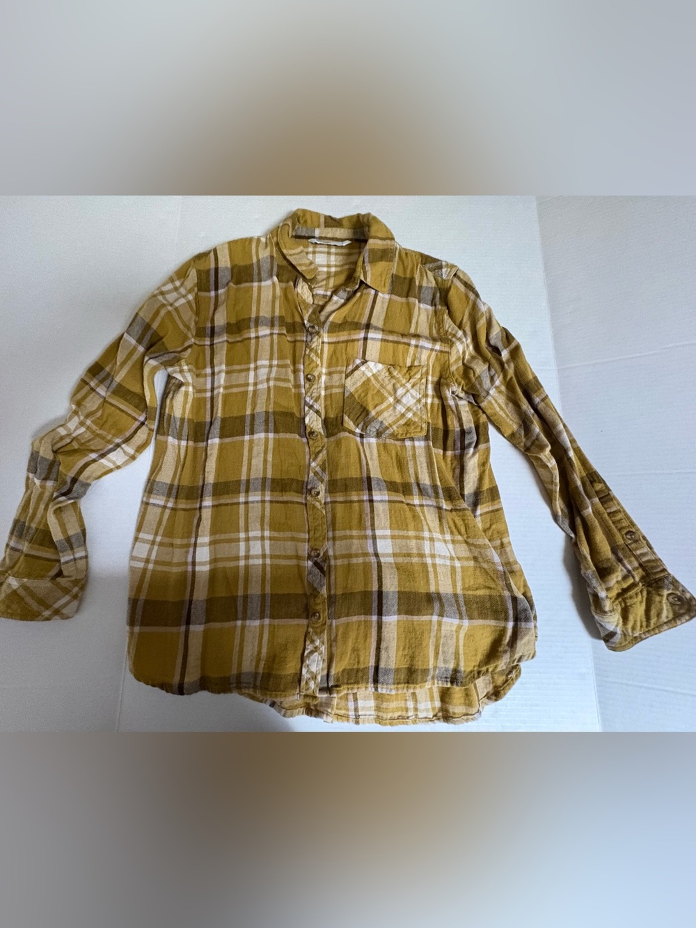 Sonoma Mustard Plaid Button-Down Shirt